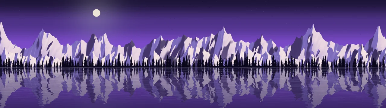 Purple Frozen Mountain Lake dual monitor wallpaper, 7680 × 2160