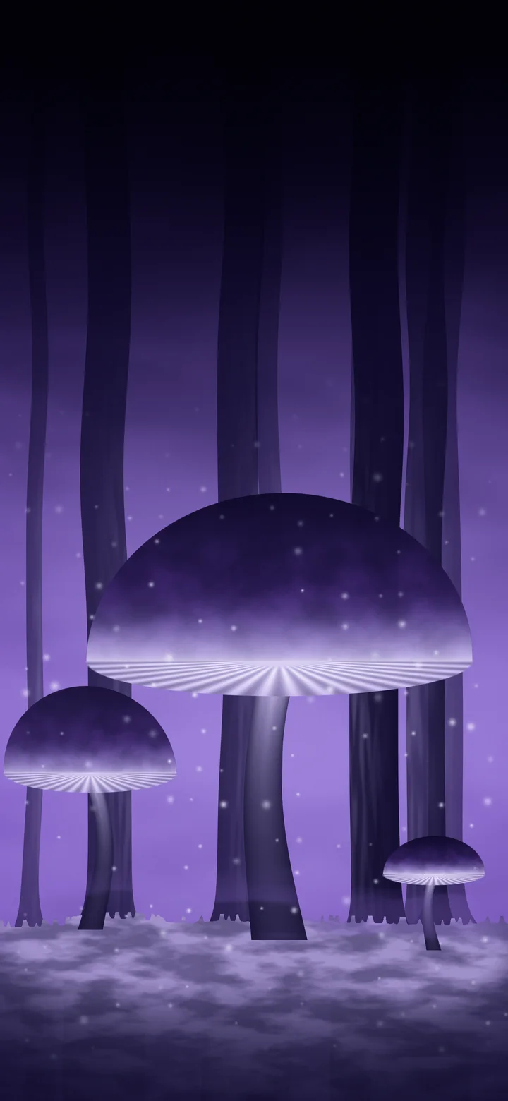 Purple Glowing Mushroom Forest wallpaper for iPhone and Android
