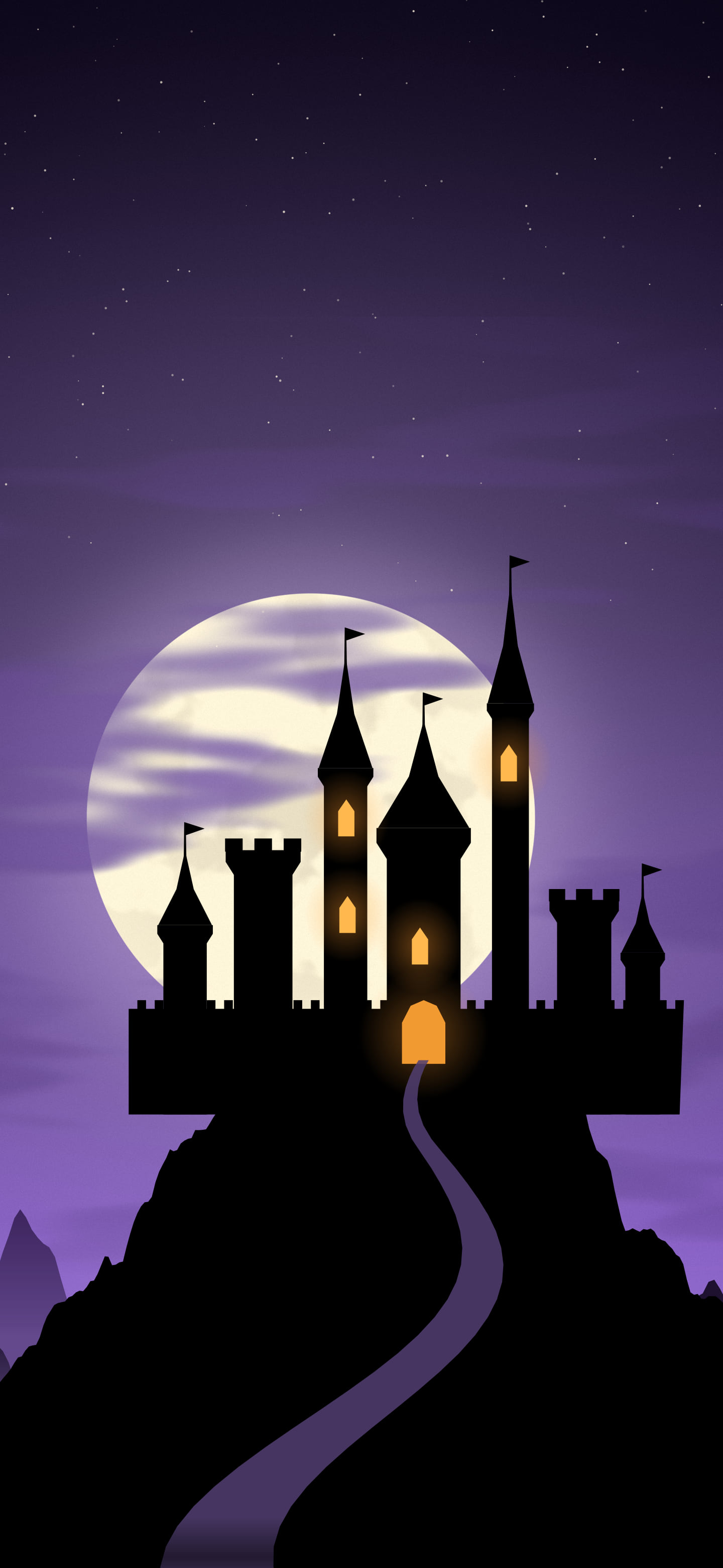 Purple Haunted Castle wallpaper for iPhone and Android