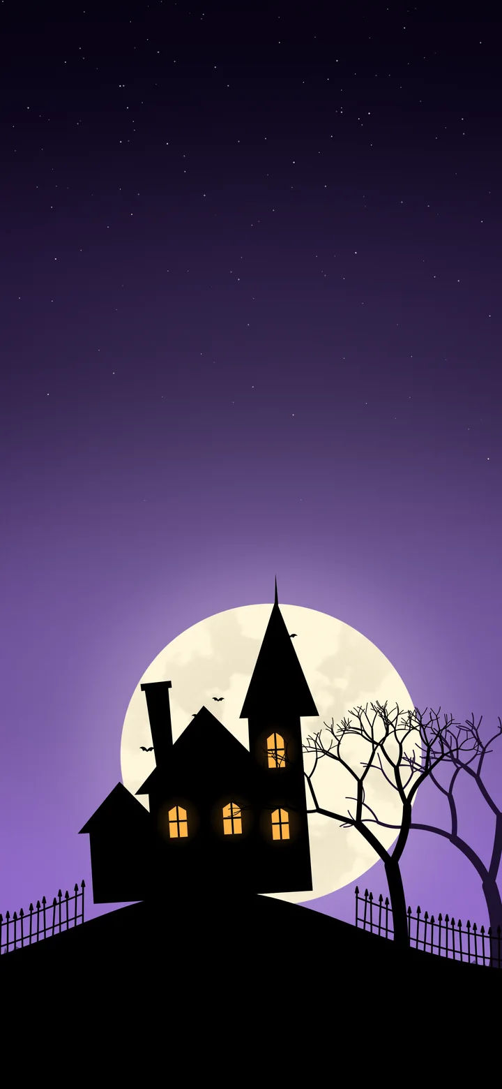 Purple Haunted House wallpaper for iPhone and Android