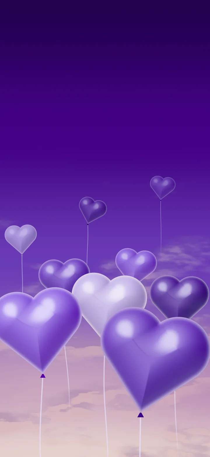 Purple Heart Balloons wallpaper for iPhone and Android
