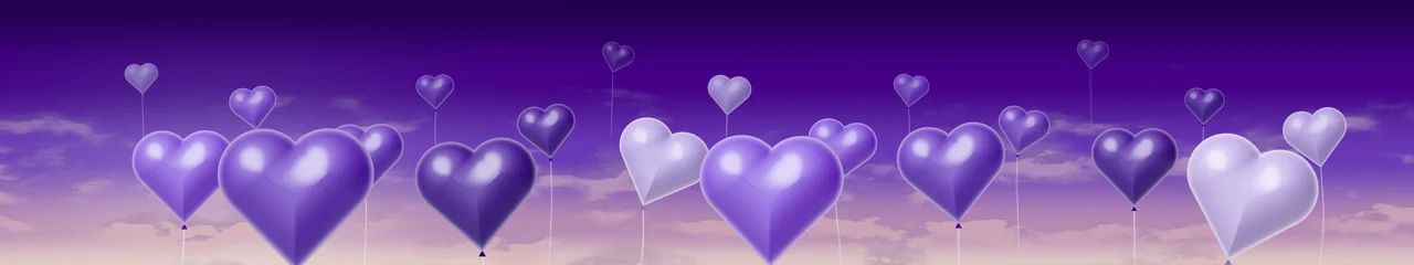 Purple Heart Balloons triple monitor wallpaper, 7680 × 1440