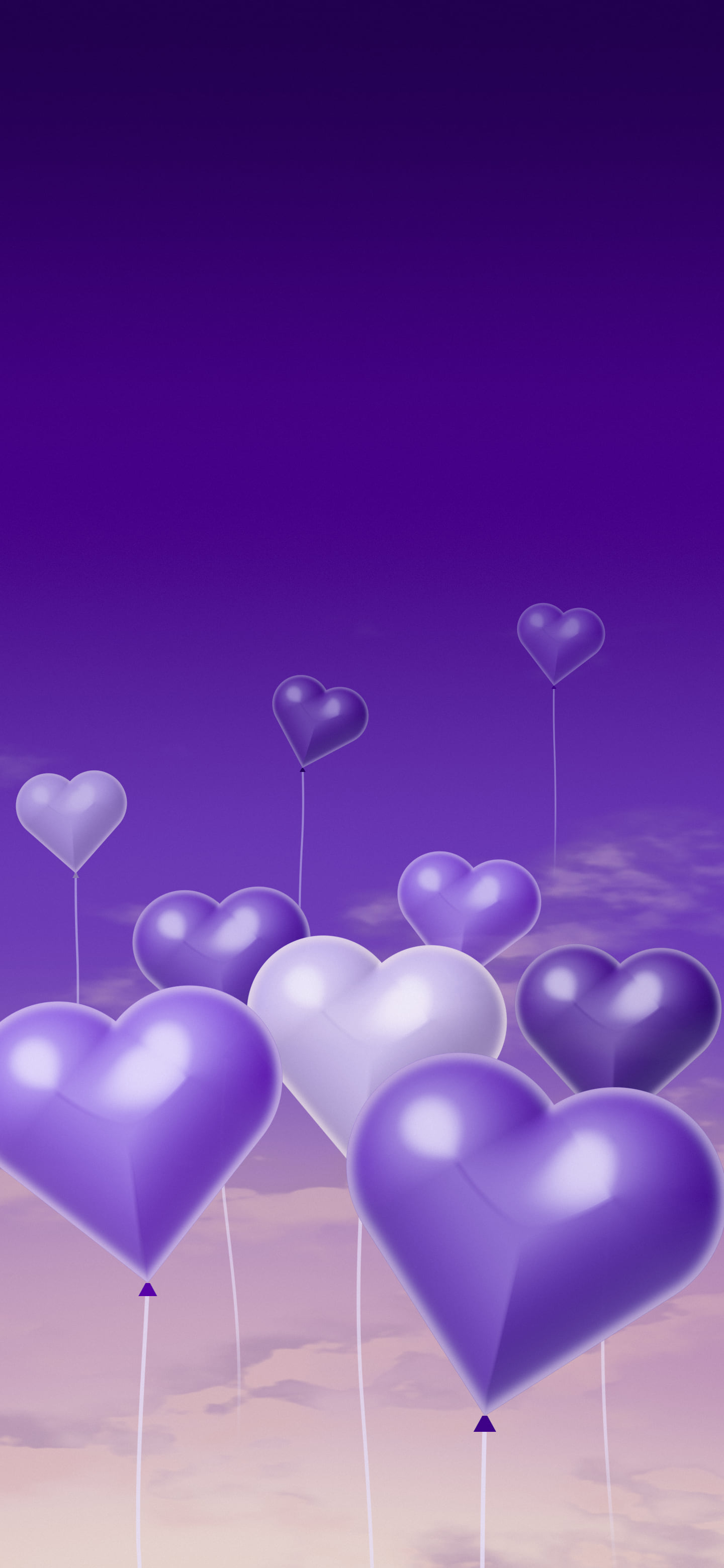 Purple Heart Balloons wallpaper for iPhone and Android