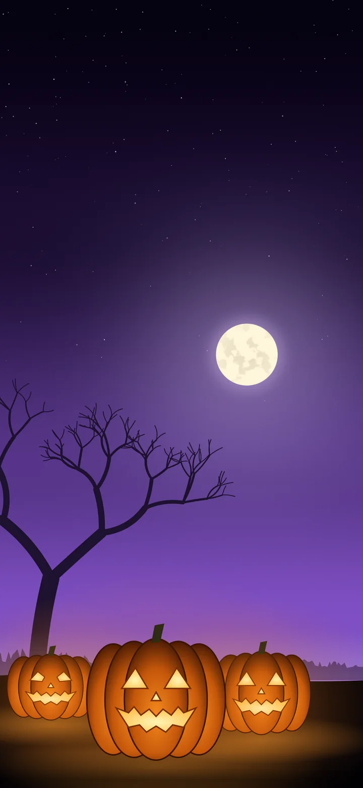Purple Jack O Lantern Pumpkins wallpaper for iPhone and Android