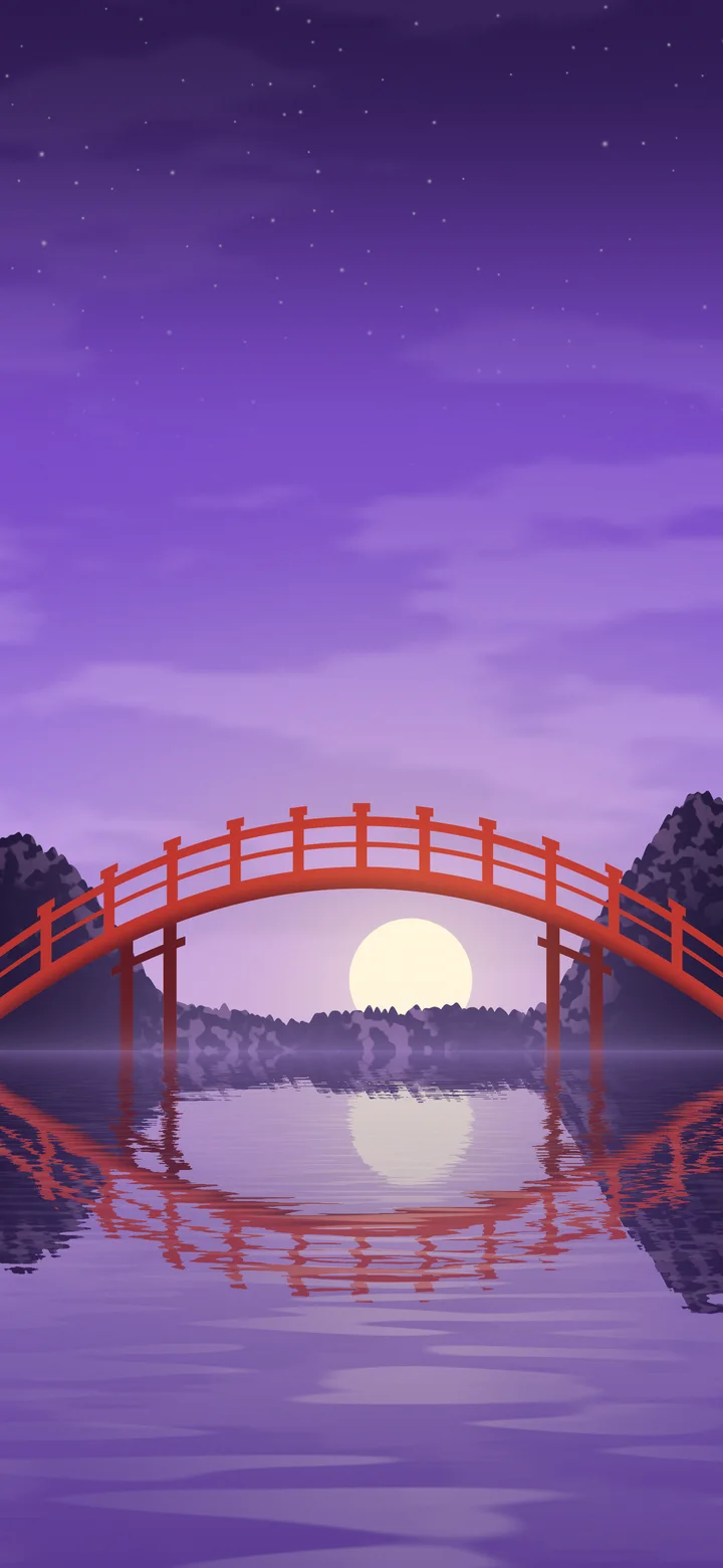 Purple Japanese Garden Bridge wallpaper for iPhone and Android