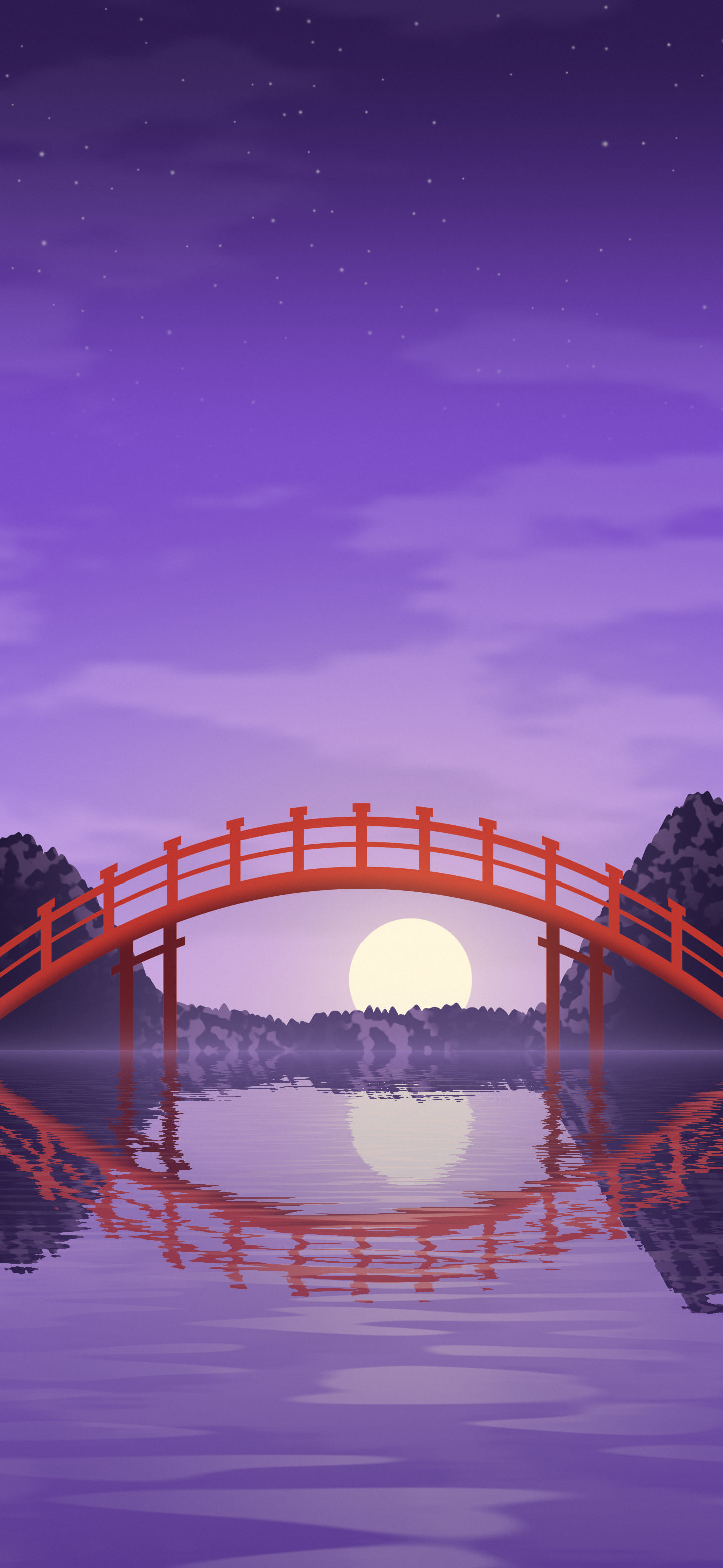 Purple Japanese Garden Bridge wallpaper for iPhone and Android