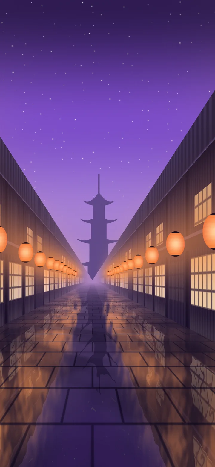 Purple Japanese Lantern Street wallpaper for iPhone and Android