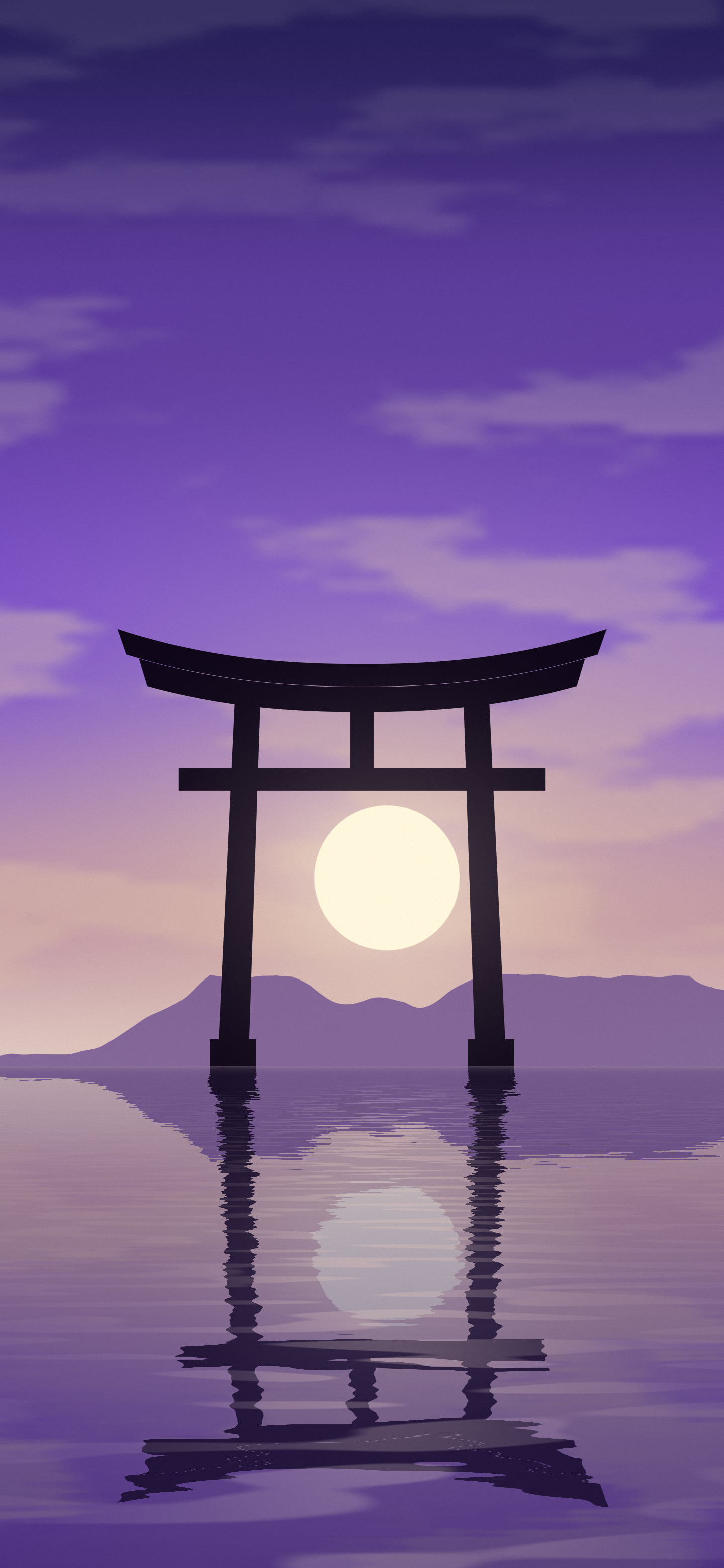 Purple Japanese Torii Gate Sunset wallpaper for iPhone and Android