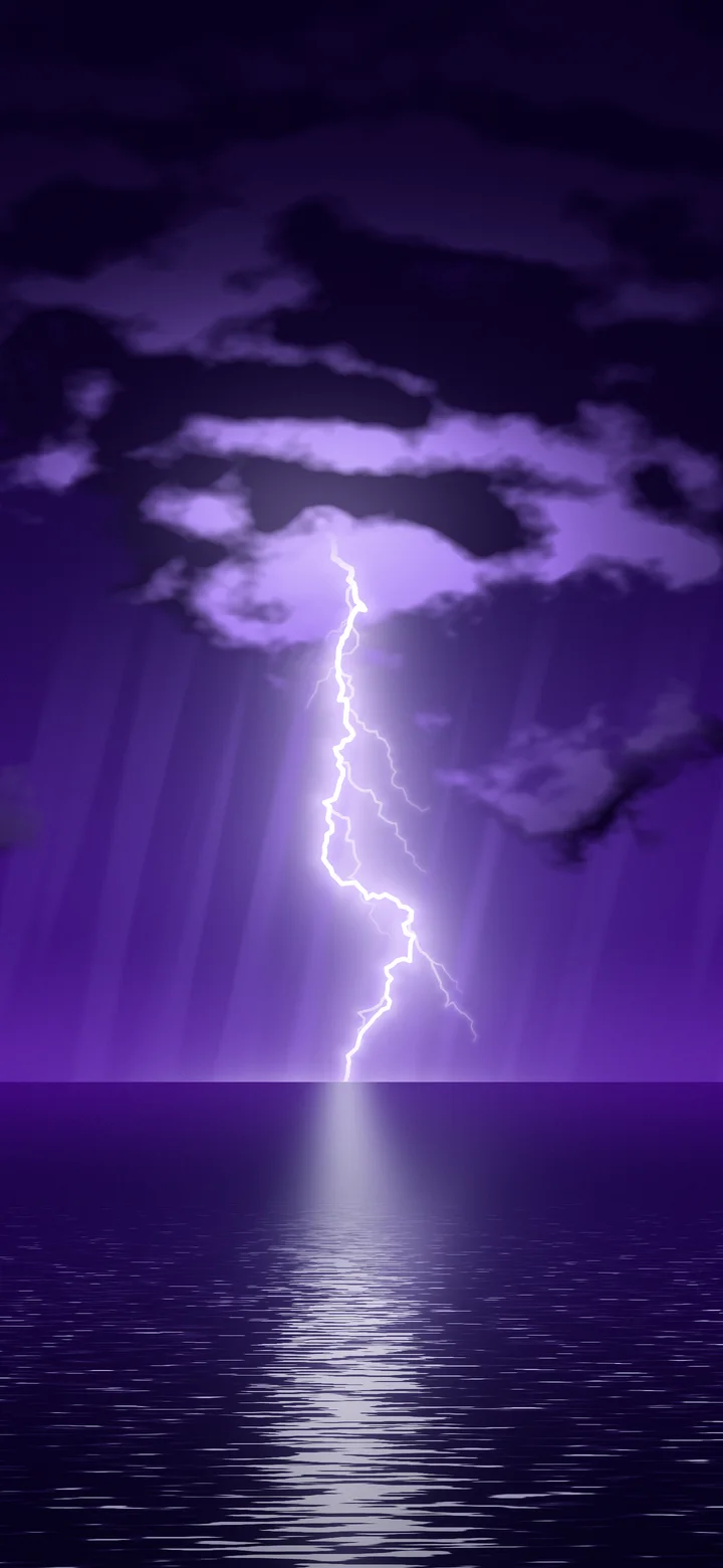 Purple Lightning Over the Ocean wallpaper for iPhone and Android
