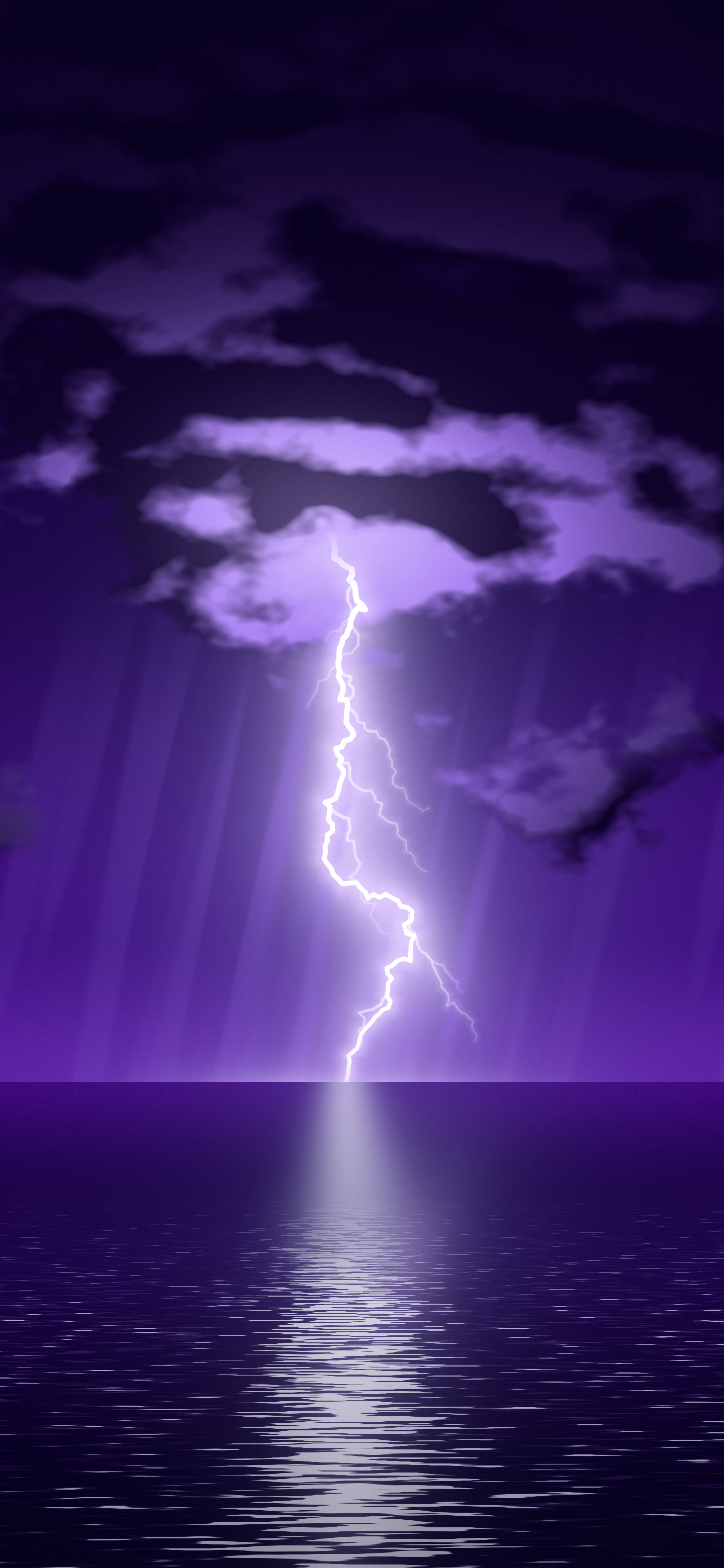 Purple Lightning Over the Ocean wallpaper for iPhone and Android