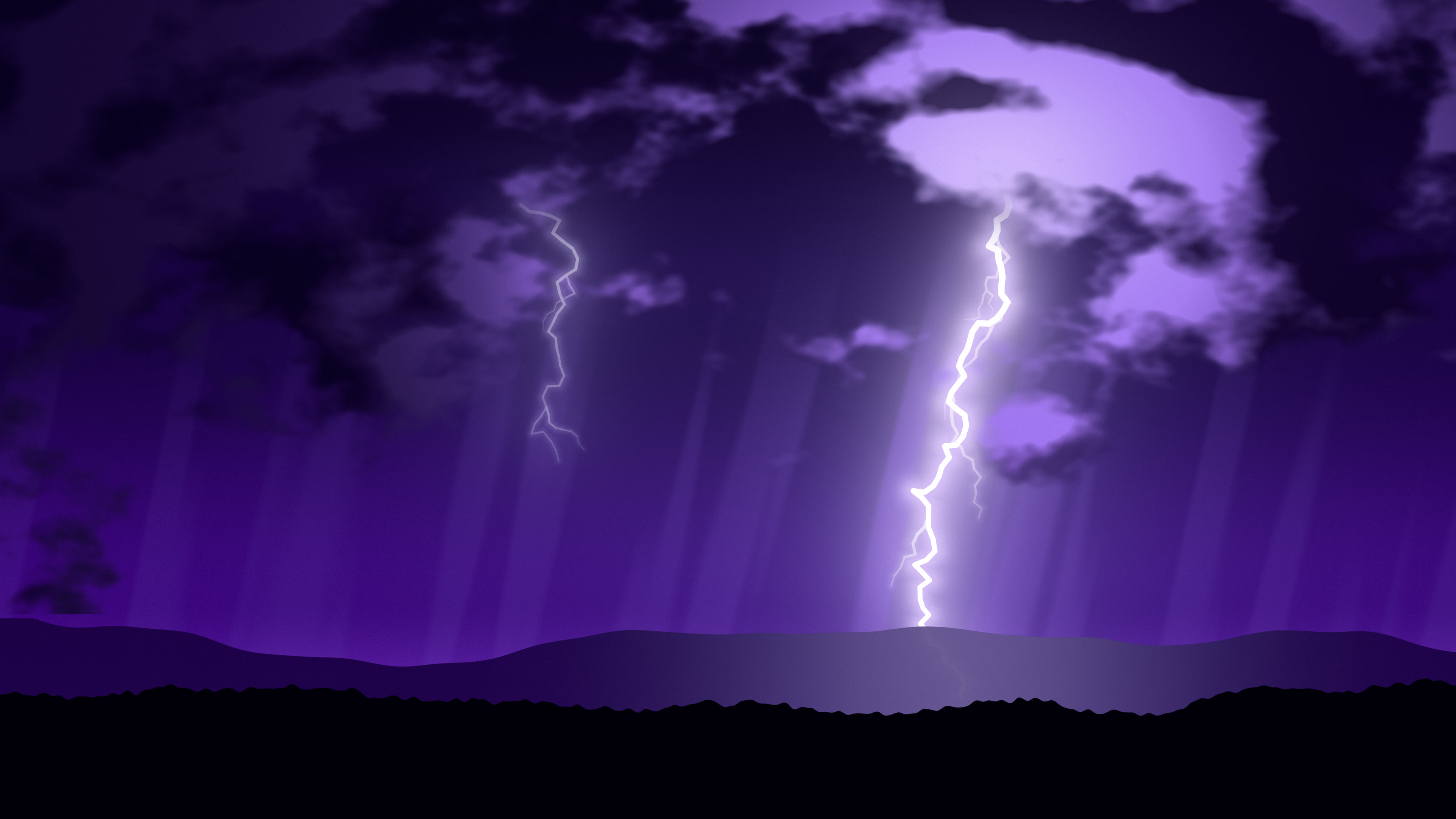 Purple Lightning Storm desktop wallpaper in 4K