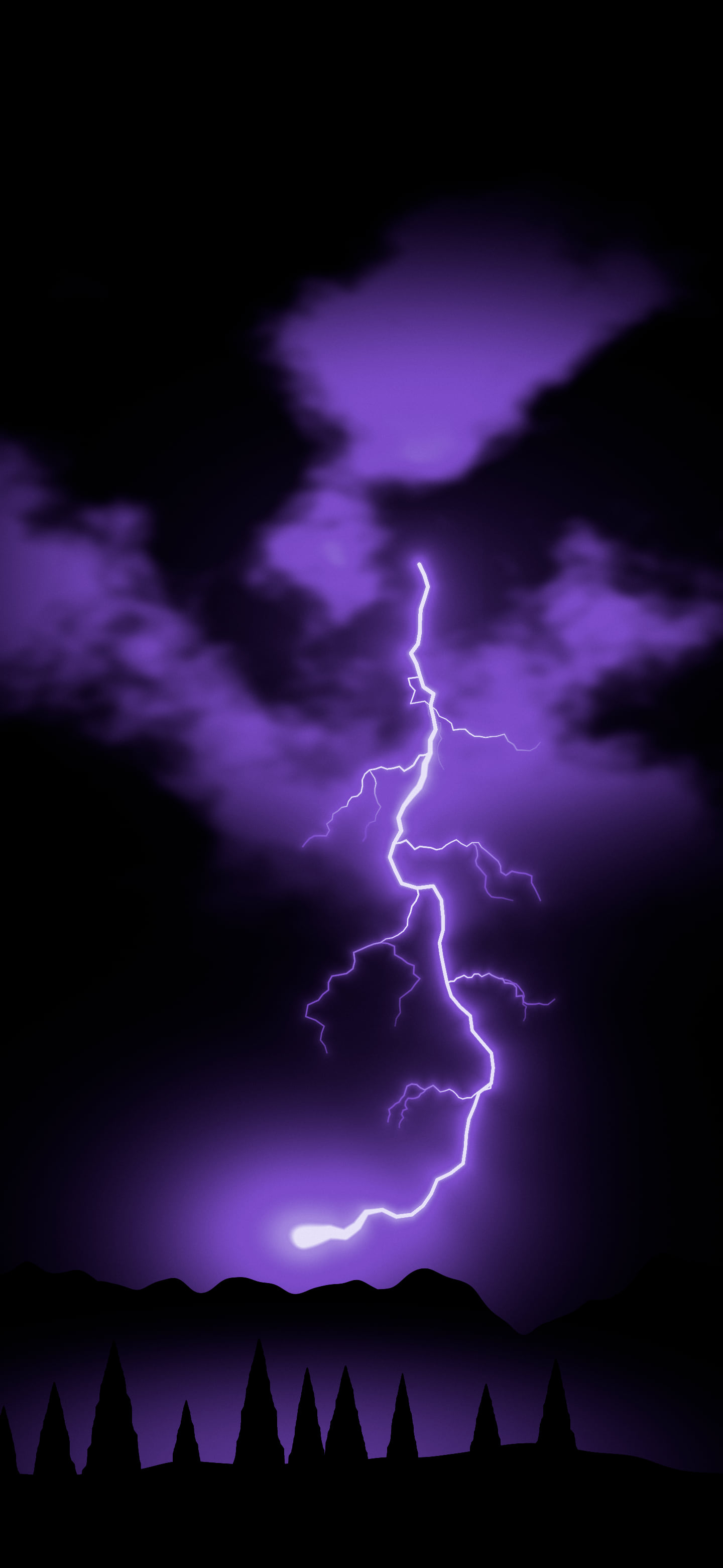 Purple Lightning Strike on Black wallpaper for iPhone and Android