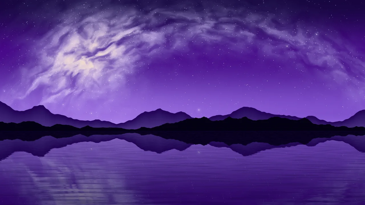 Purple Milky Way over a Lake desktop wallpaper in 4K