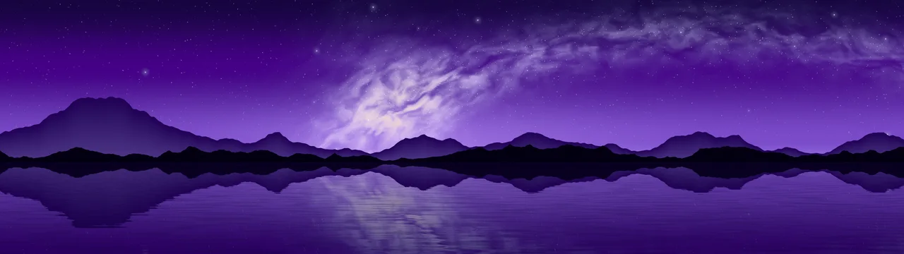Purple Milky Way over a Lake dual monitor wallpaper, 7680 × 2160