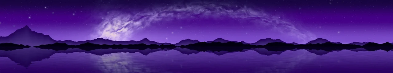 Purple Milky Way over a Lake triple monitor wallpaper, 7680 × 1440