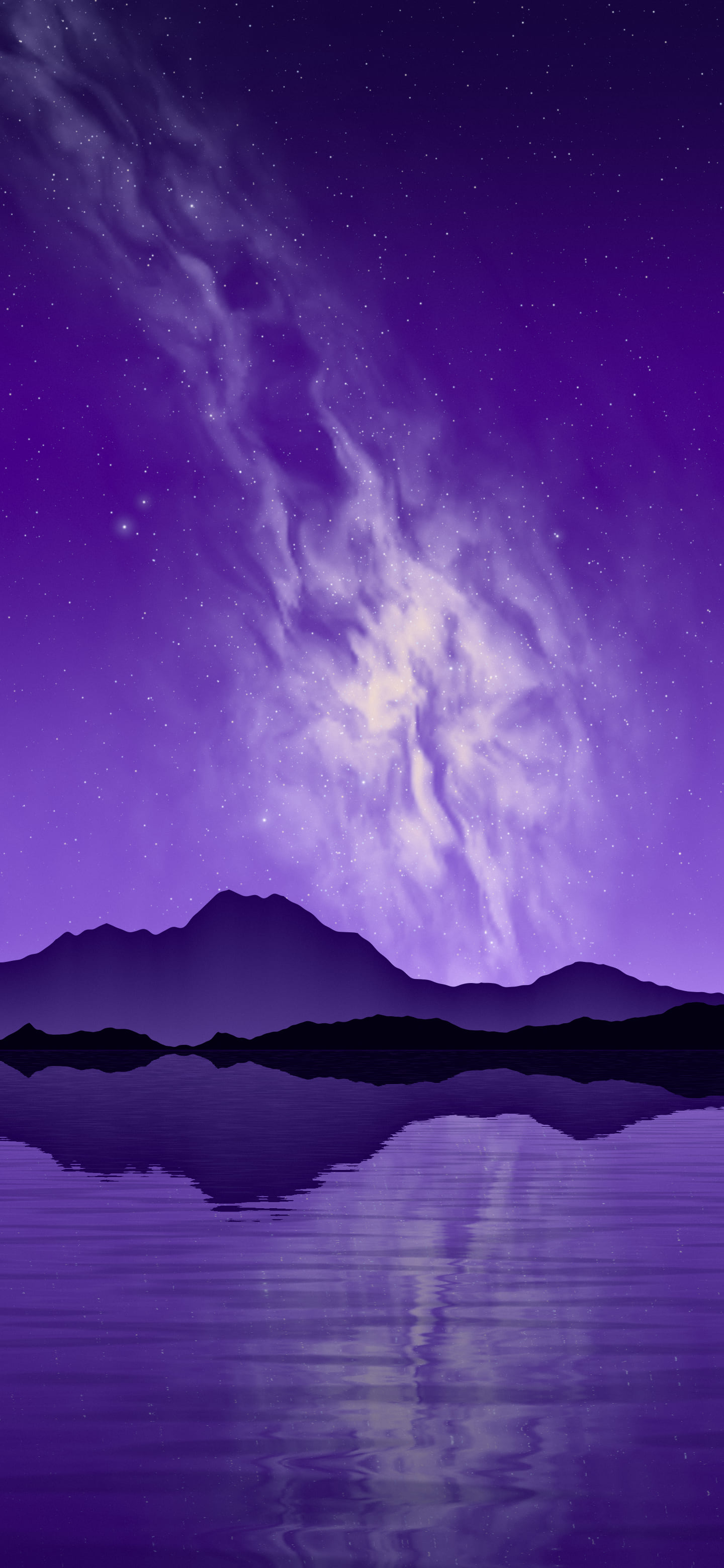Purple Milky Way over a Lake wallpaper for iPhone and Android