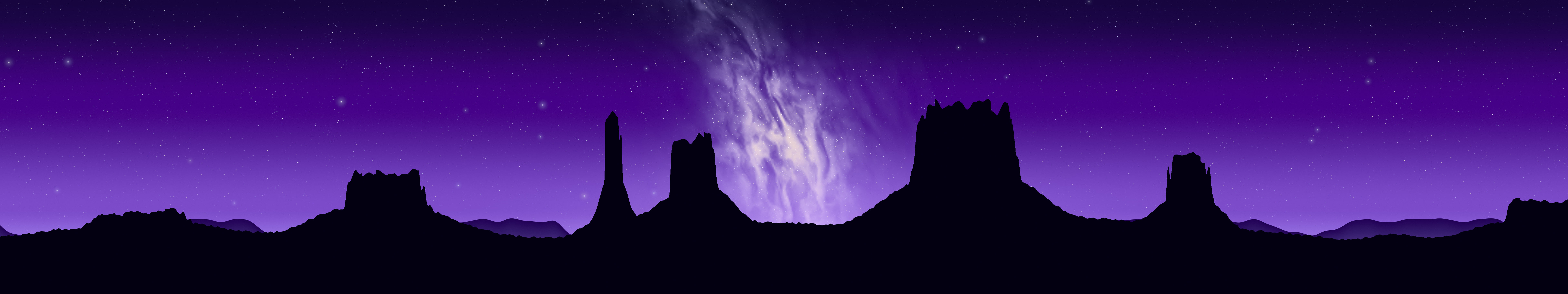 Purple Milky Way over the Desert triple monitor wallpaper, 7680 × 1440
