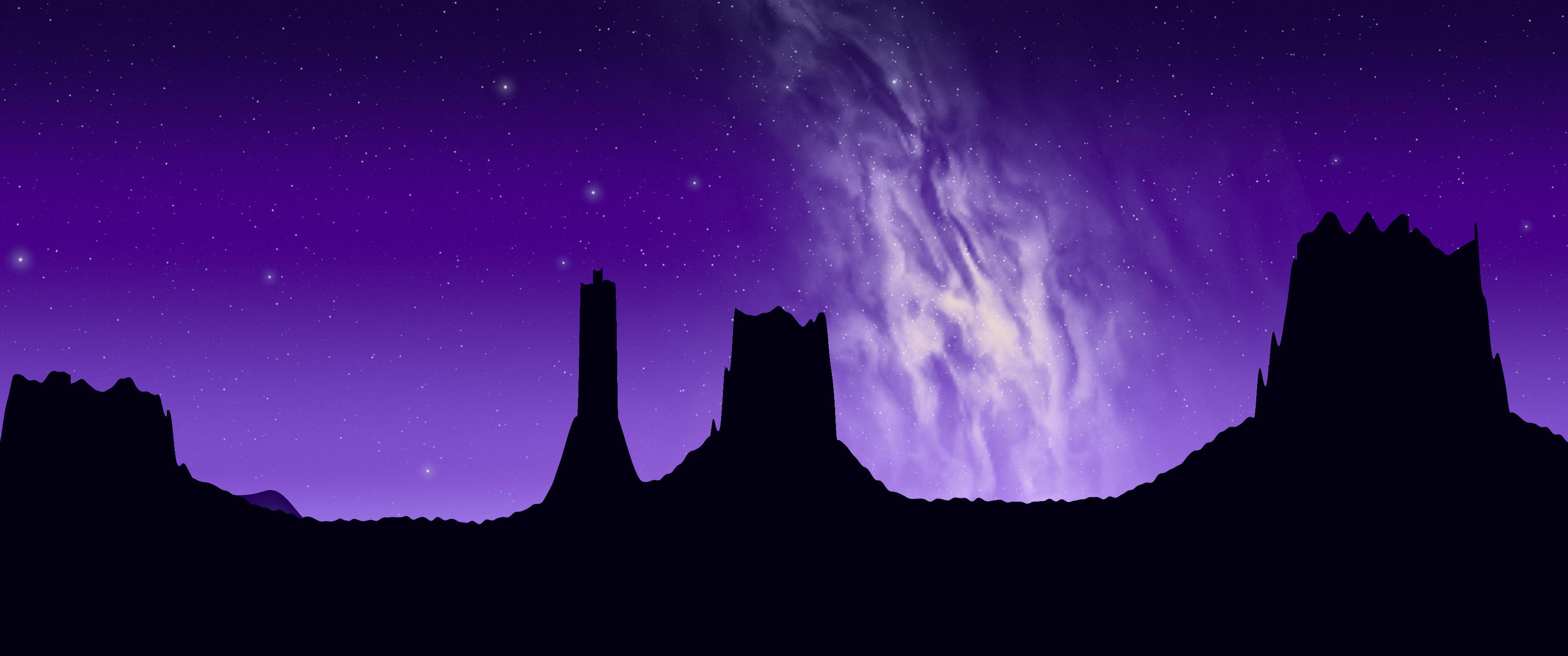 Purple Milky Way over the Desert ultrawide wallpaper, 3440 × 1440