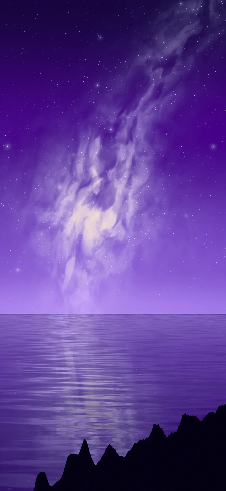 Purple Milky Way over the Ocean wallpaper for iPhone and Android