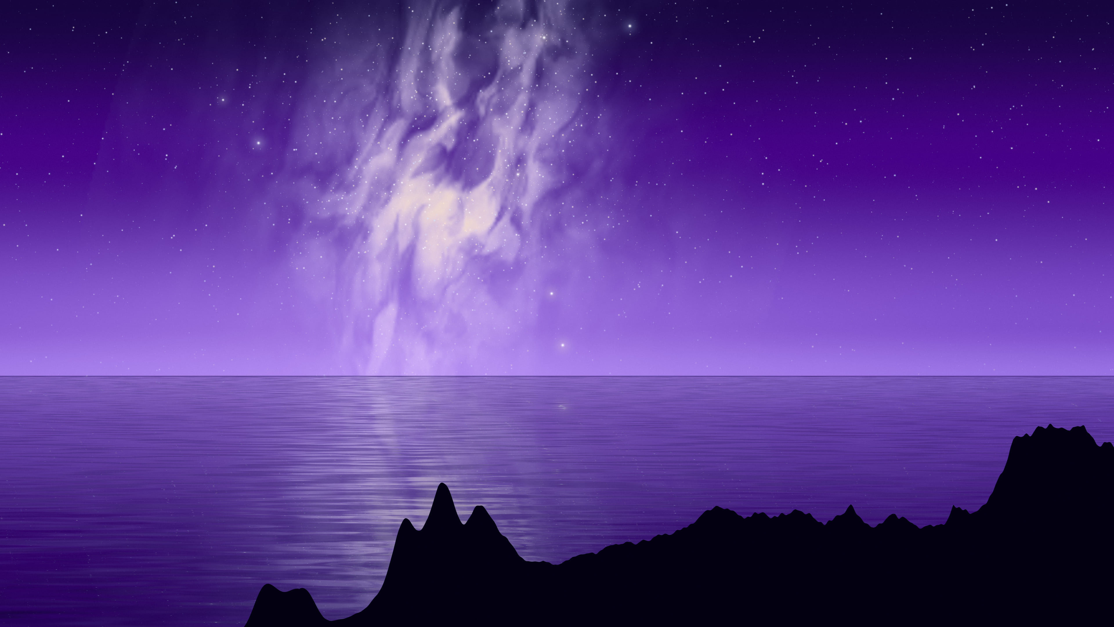 Purple Milky Way over the Ocean desktop wallpaper in 4K