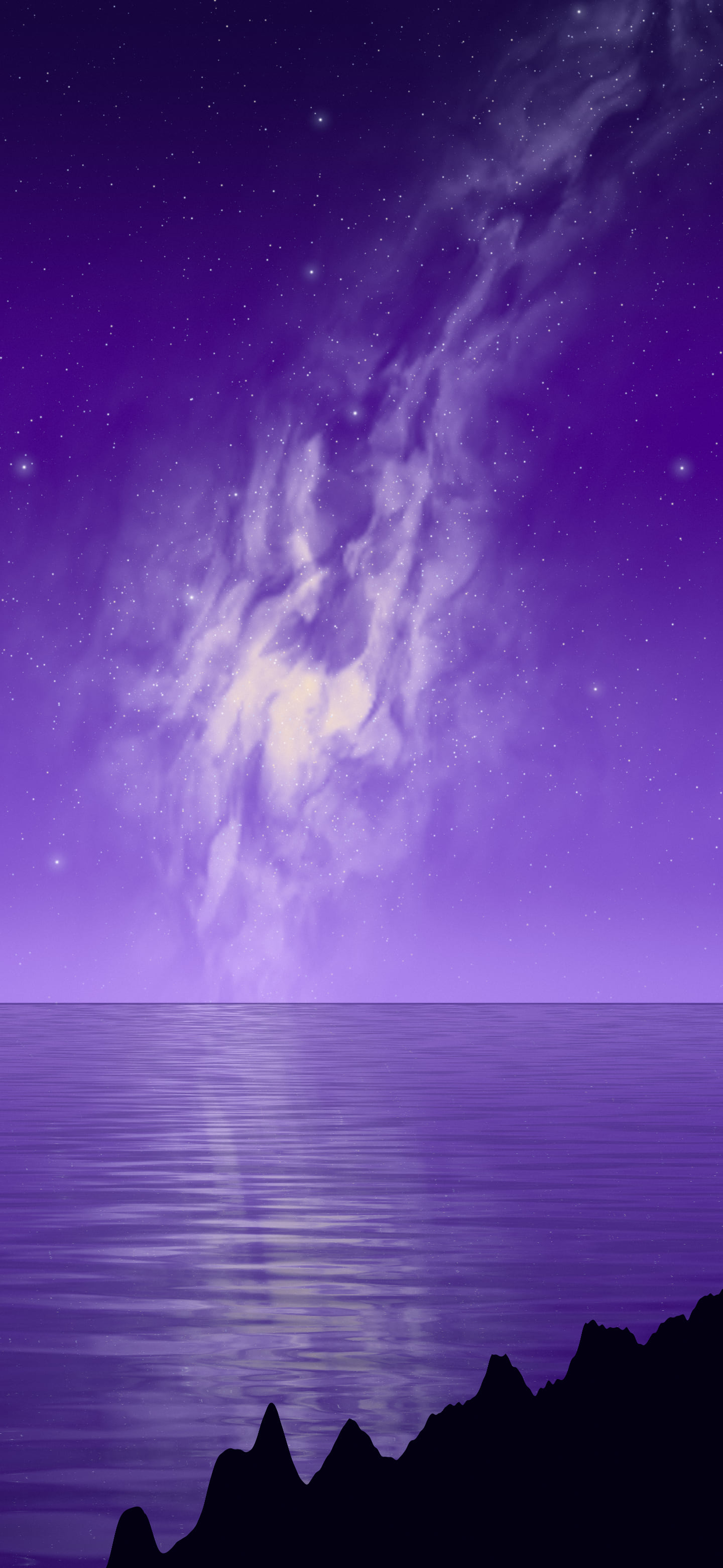 Purple Milky Way over the Ocean wallpaper for iPhone and Android