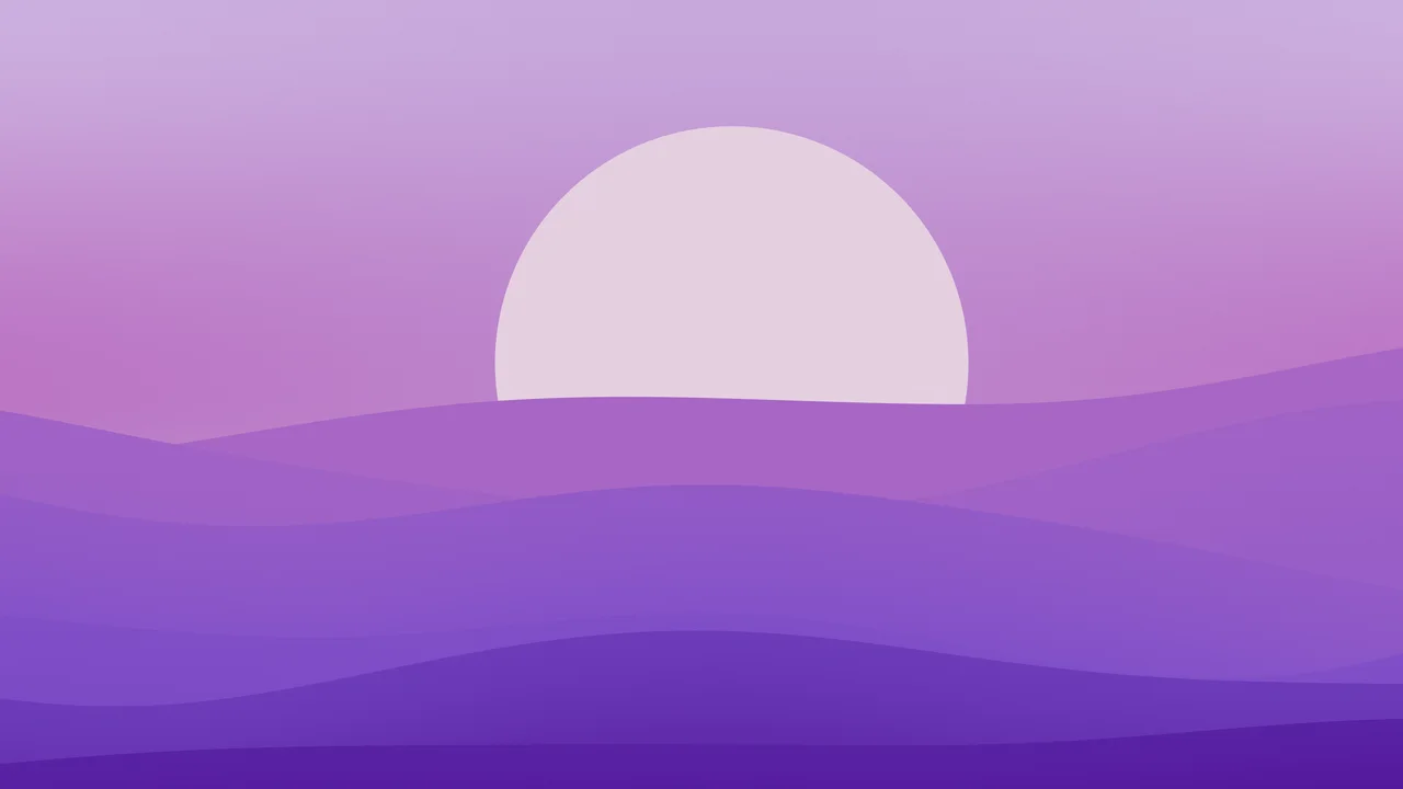 Purple Minimalist Sunset Hills desktop wallpaper in 4K
