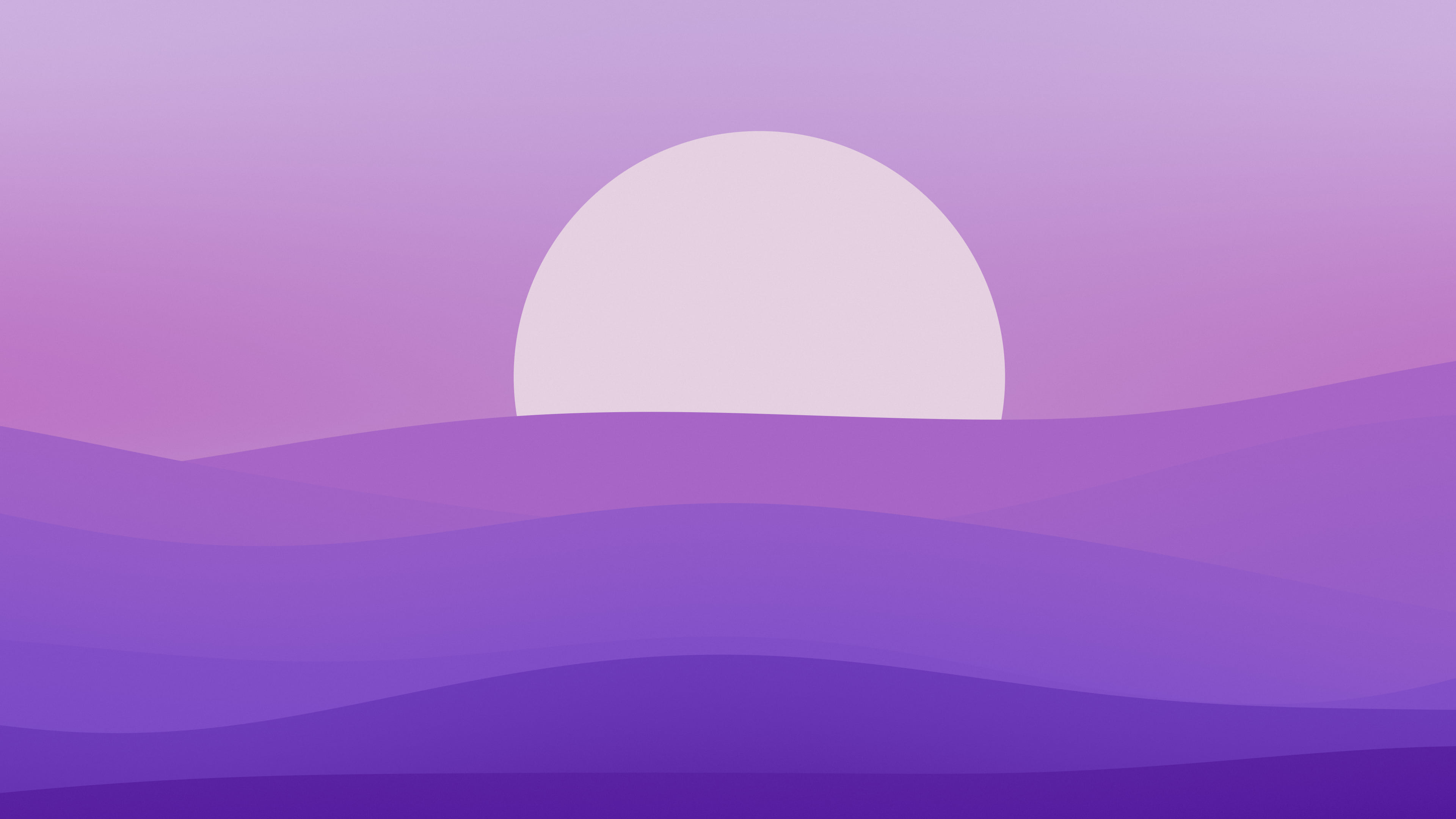 Purple Minimalist Sunset Hills desktop wallpaper in 4K