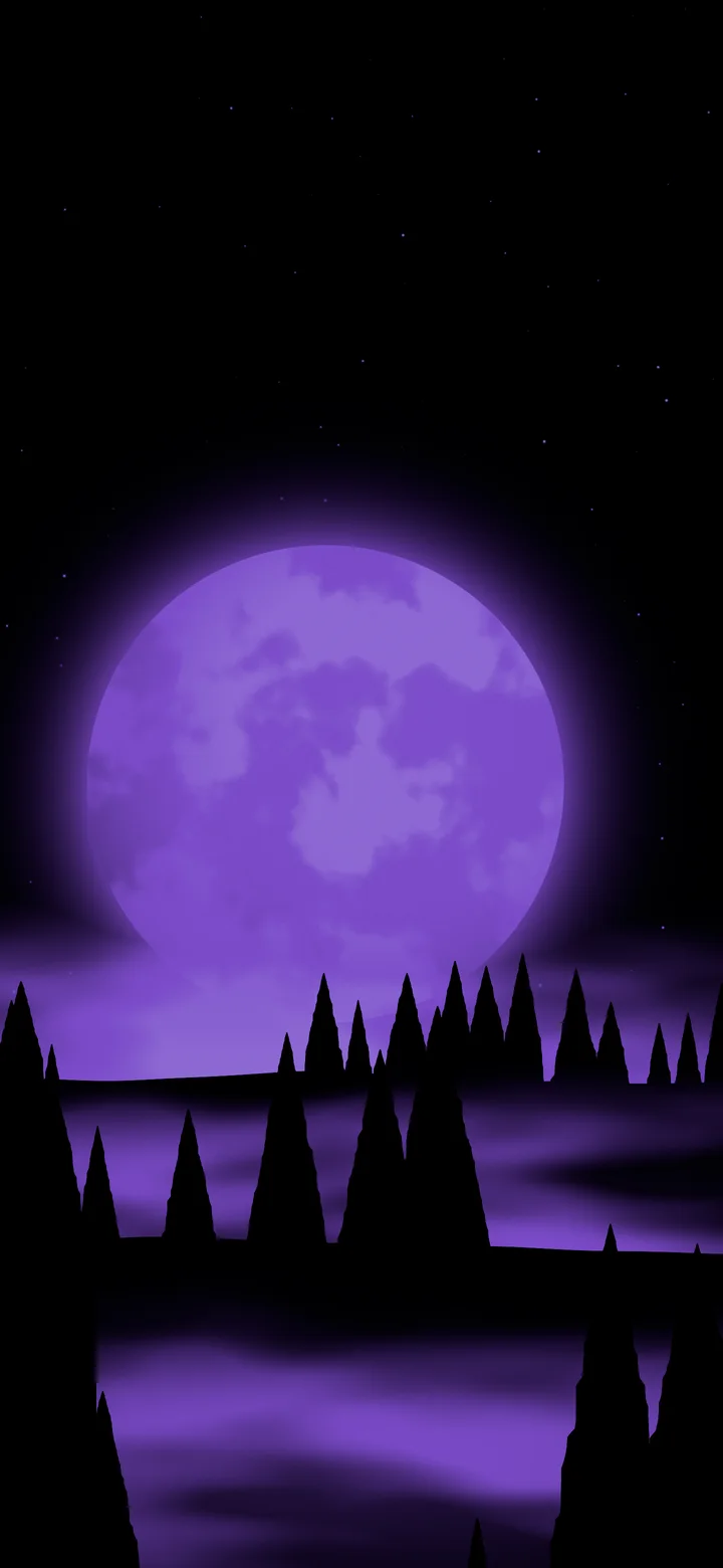 Purple Moon Over a Pine Forest wallpaper for iPhone and Android