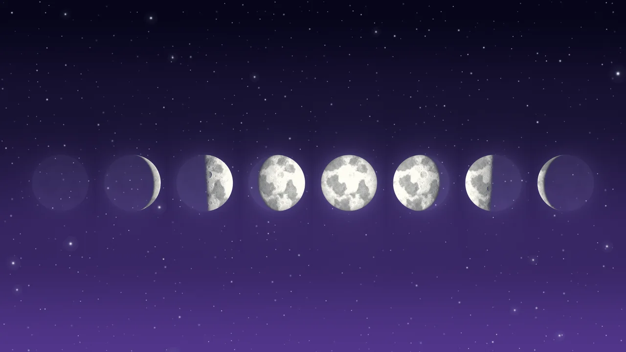 Purple Moon Phases desktop wallpaper in 4K