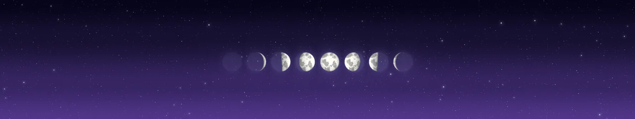 Purple Moon Phases triple monitor wallpaper, 7680 × 1440