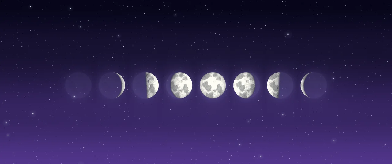 Purple Moon Phases ultrawide wallpaper, 3440 × 1440