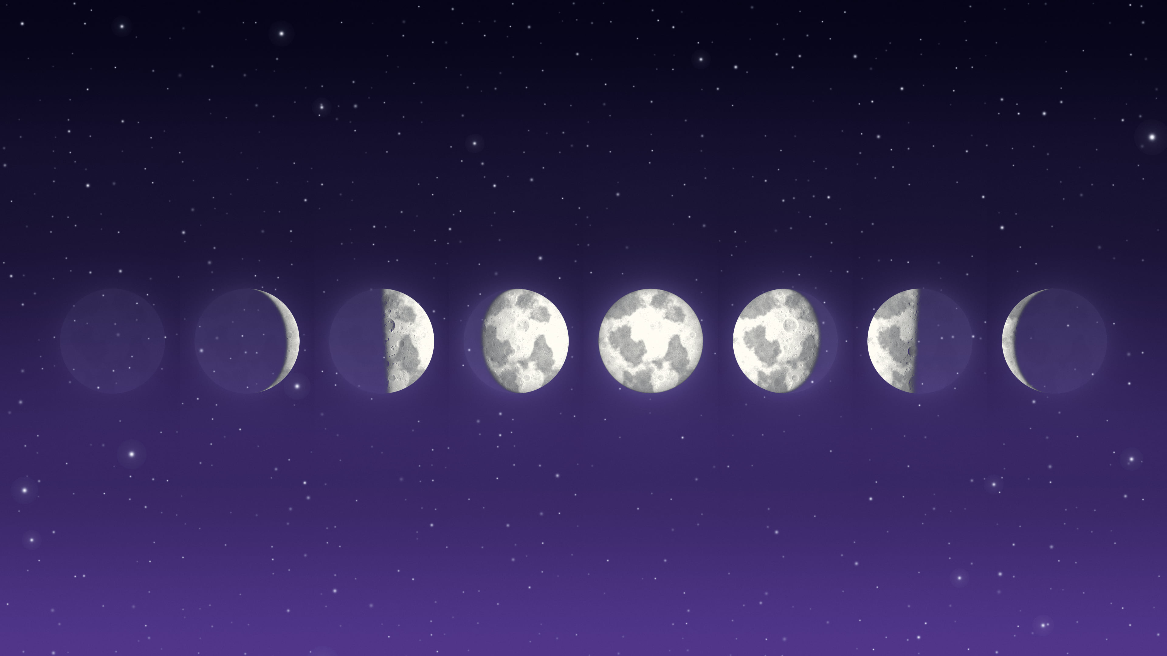 Purple Moon Phases desktop wallpaper in 4K