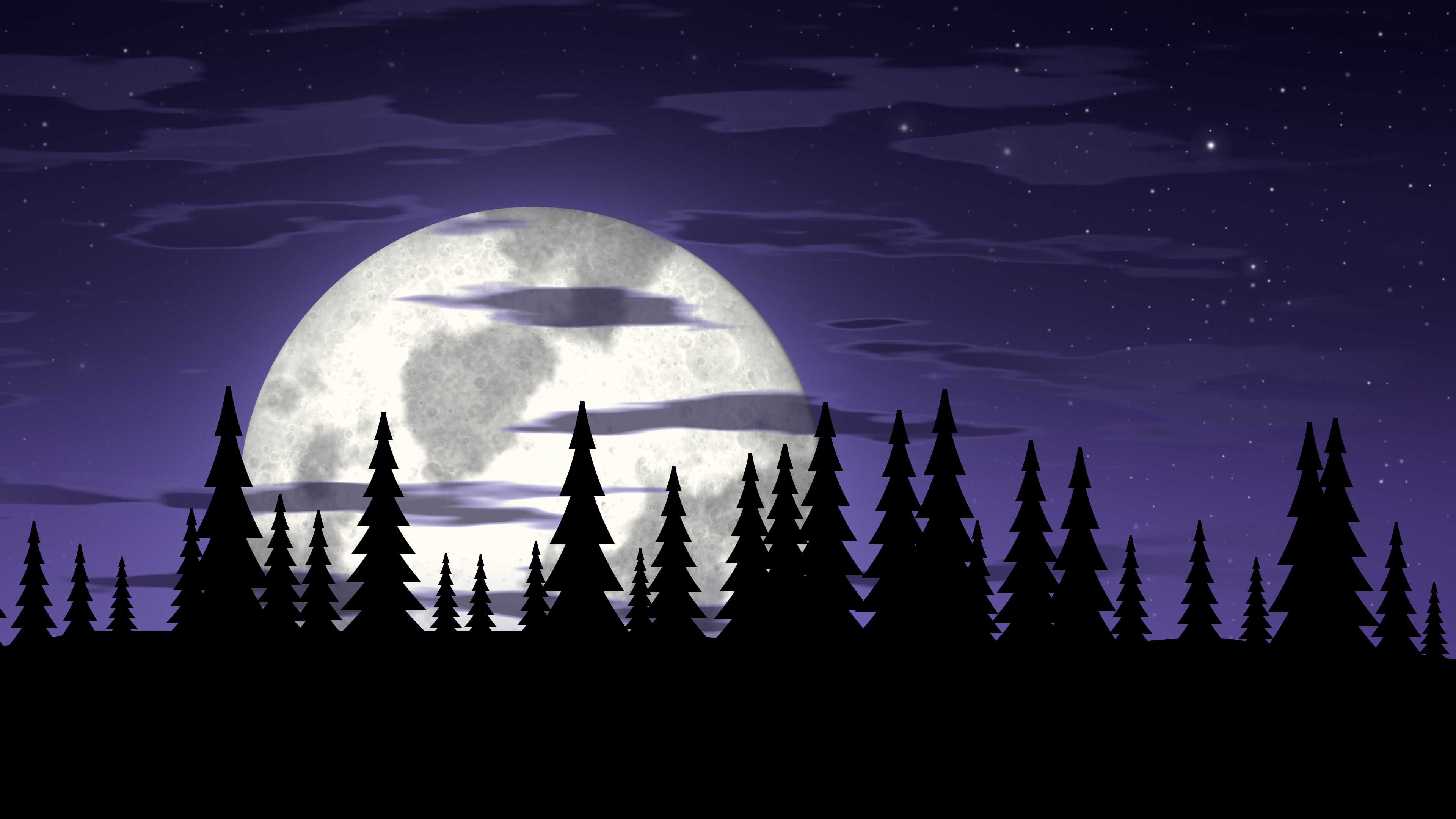 Purple Moonrise desktop wallpaper in 4K