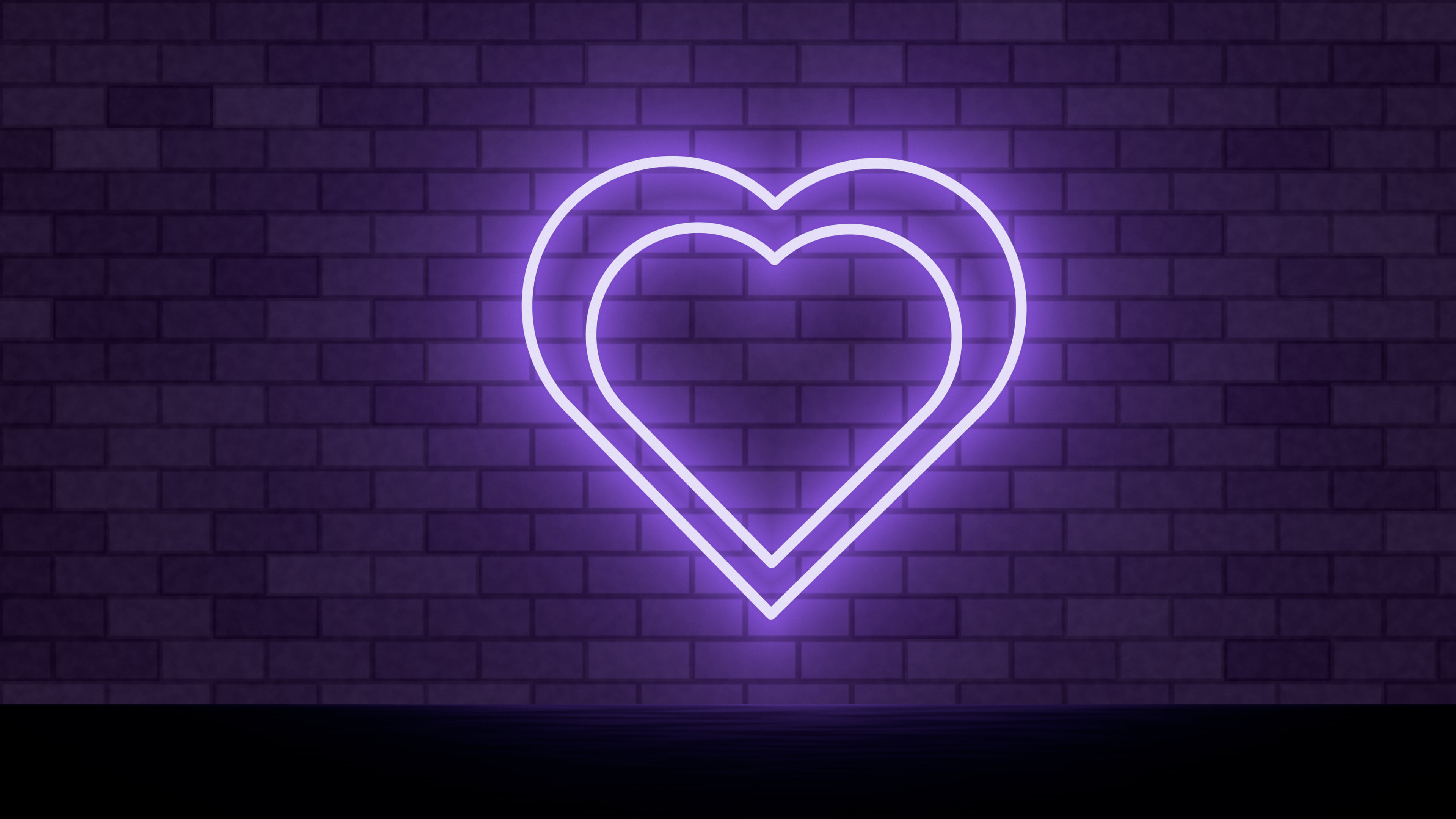 Purple Neon Heart desktop wallpaper in 4K