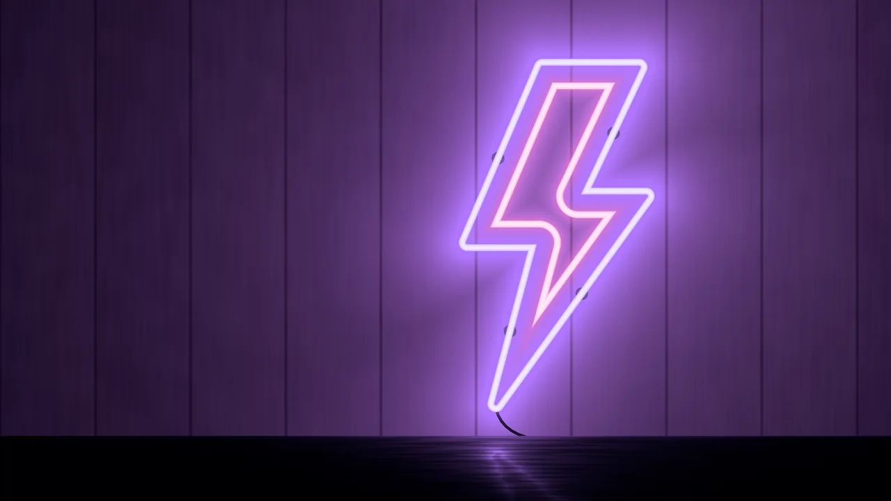 Purple Neon Lightning Bolt desktop wallpaper in 4K