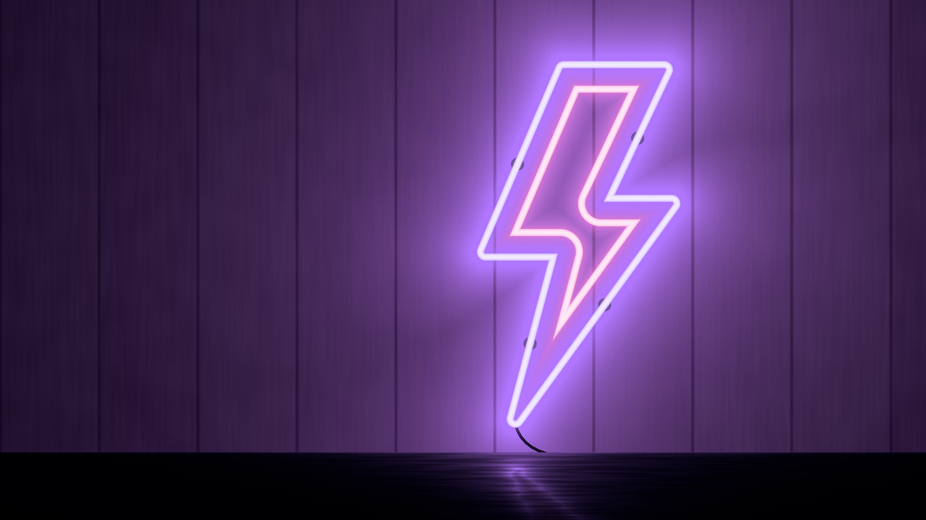 Purple Neon Lightning Bolt desktop wallpaper in 4K
