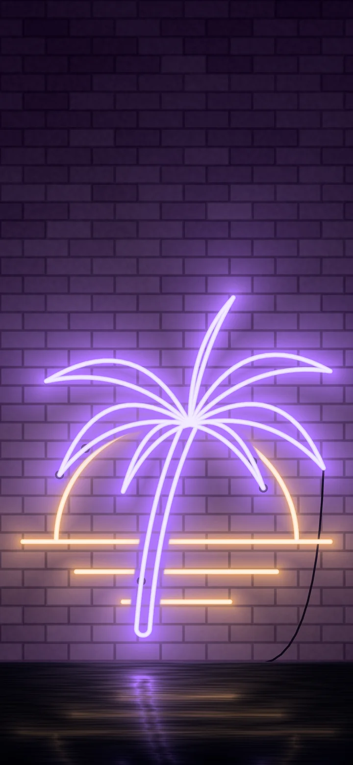 Purple Neon Palm Tree wallpaper for iPhone and Android