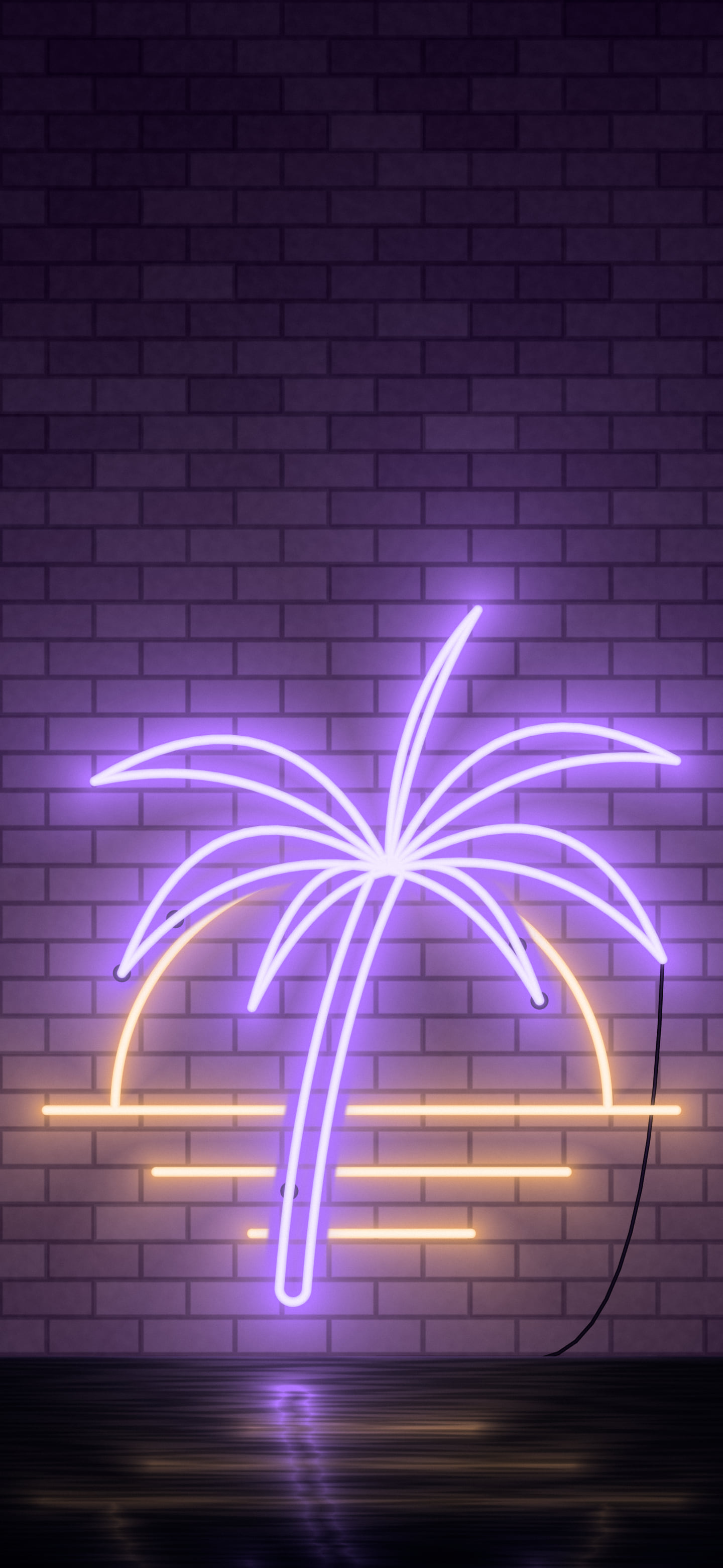 Purple Neon Palm Tree wallpaper for iPhone and Android