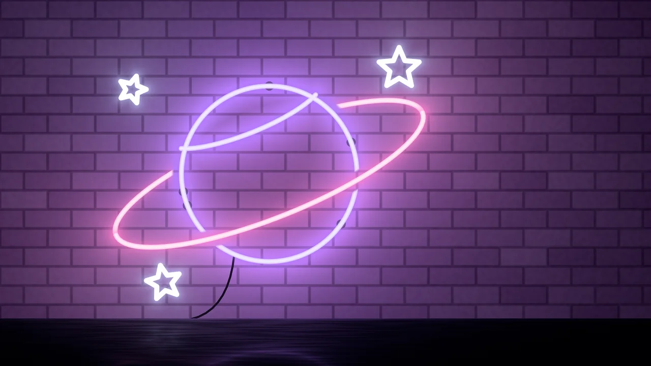Purple Neon Planet desktop wallpaper in 4K