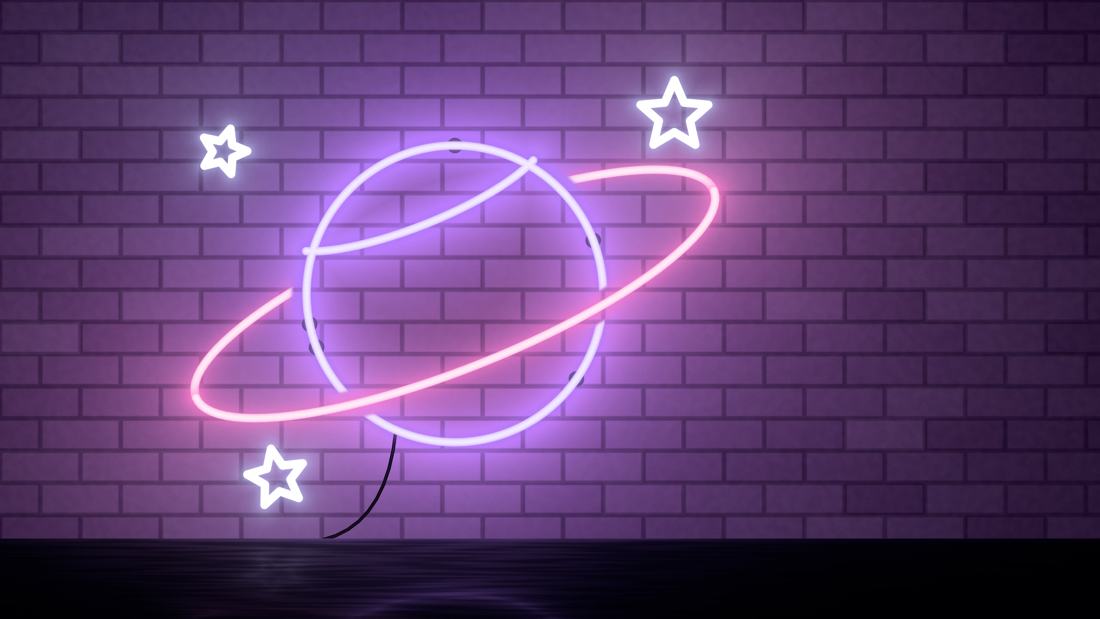Purple Neon Planet desktop wallpaper in 4K