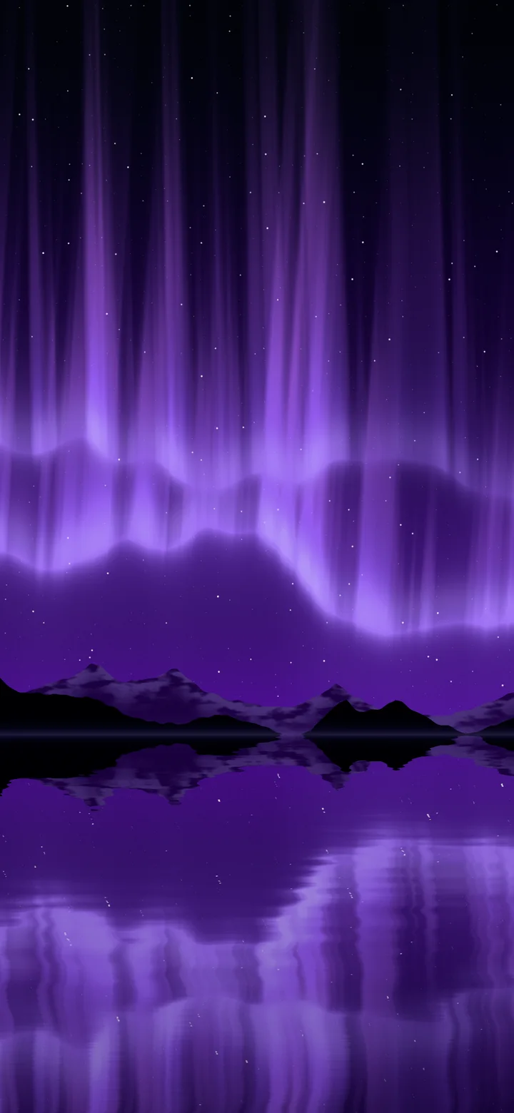 Purple Northern Lights over a Lake wallpaper for iPhone and Android