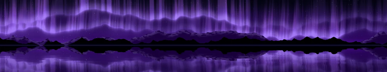 Purple Northern Lights over a Lake triple monitor wallpaper, 7680 × 1440