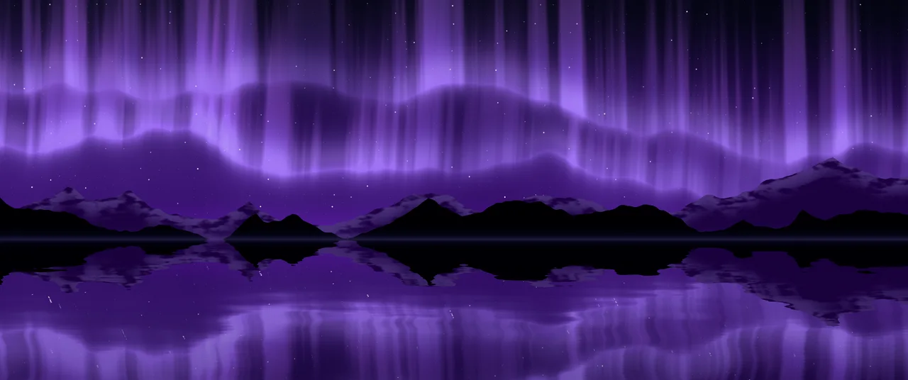 Purple Northern Lights over a Lake ultrawide wallpaper, 3440 × 1440
