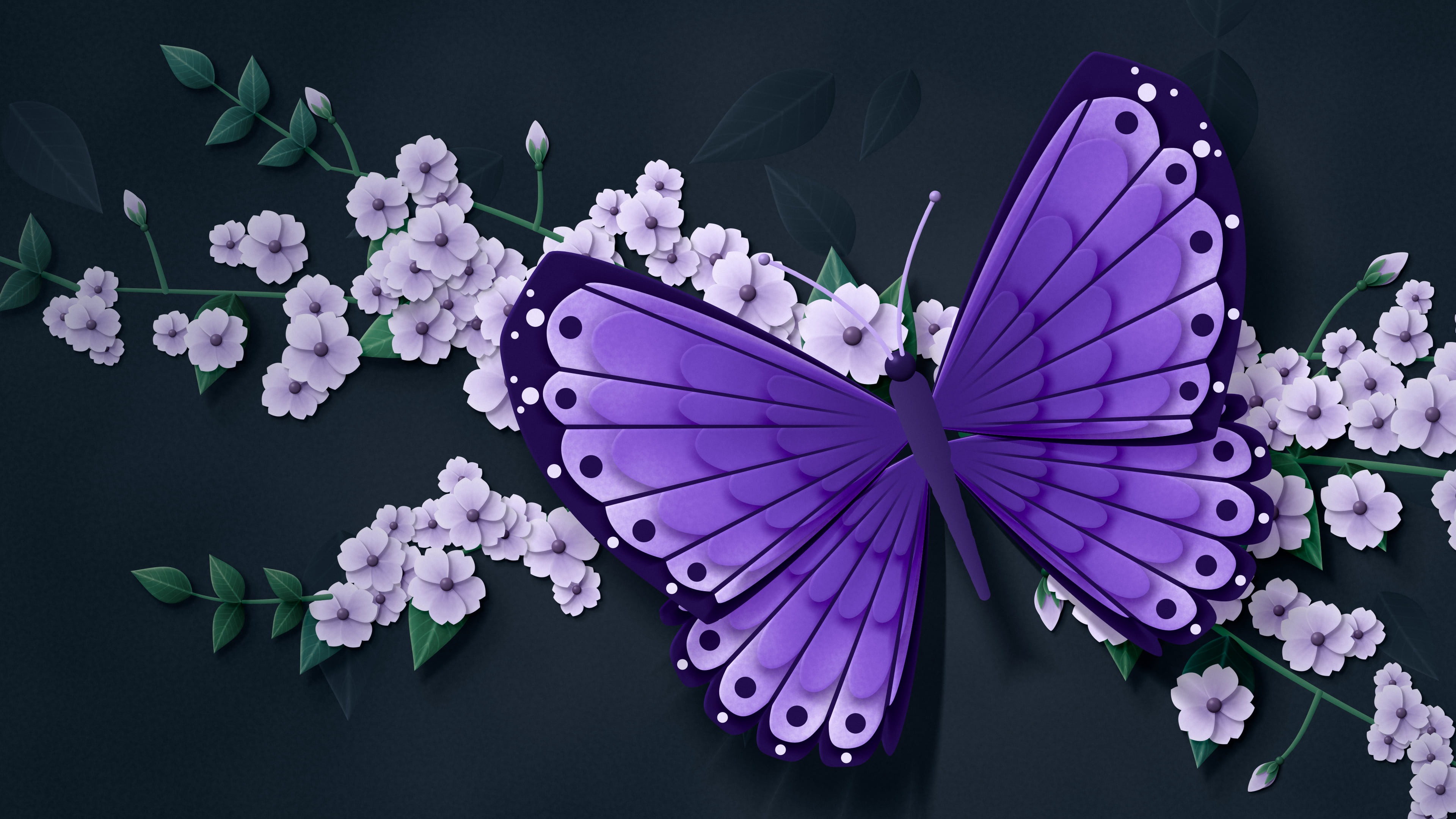 Purple Paper Butterfly desktop wallpaper in 4K