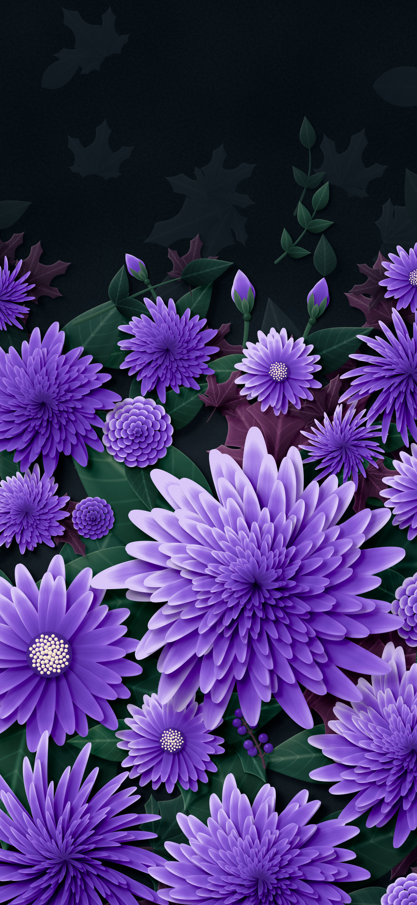 Purple Paper Chrysanthemums wallpaper for iPhone and Android