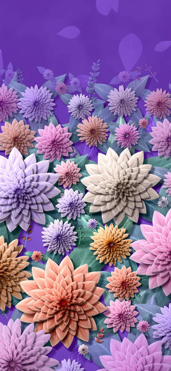 Purple Paper Dahlia Pattern wallpaper for iPhone and Android