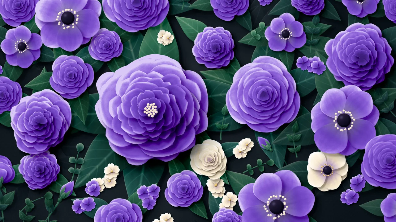 Purple Paper Flower Garden desktop wallpaper in 4K