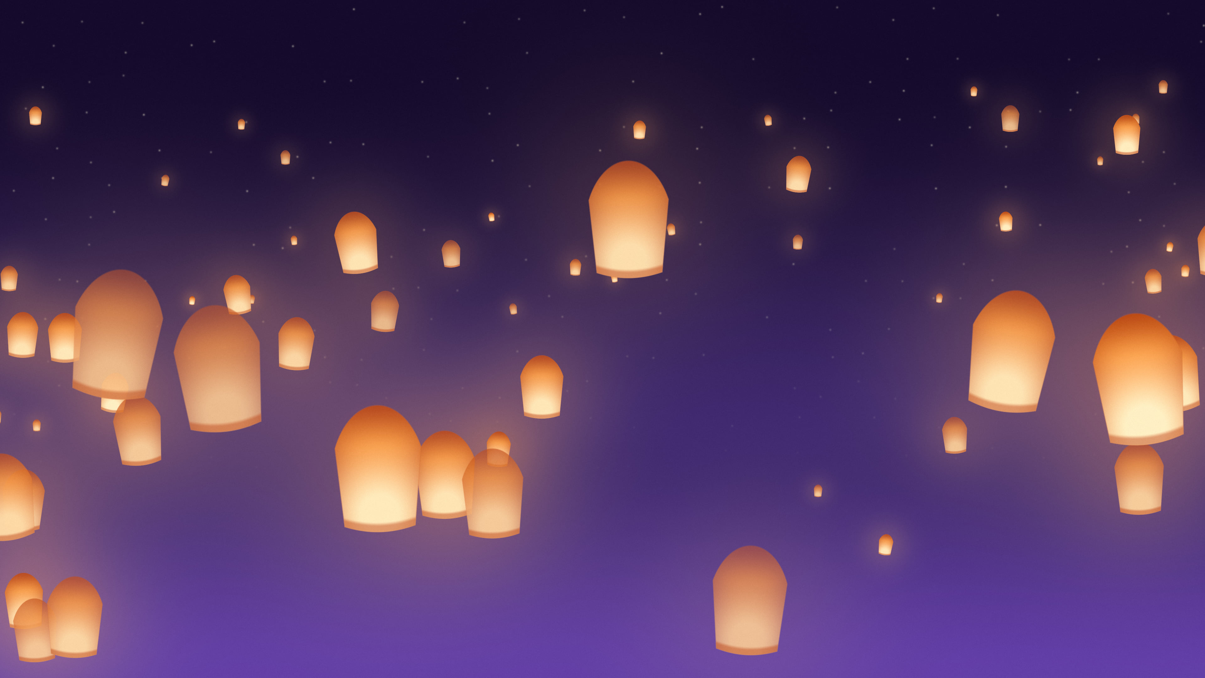 Purple Paper Lanterns desktop wallpaper in 4K