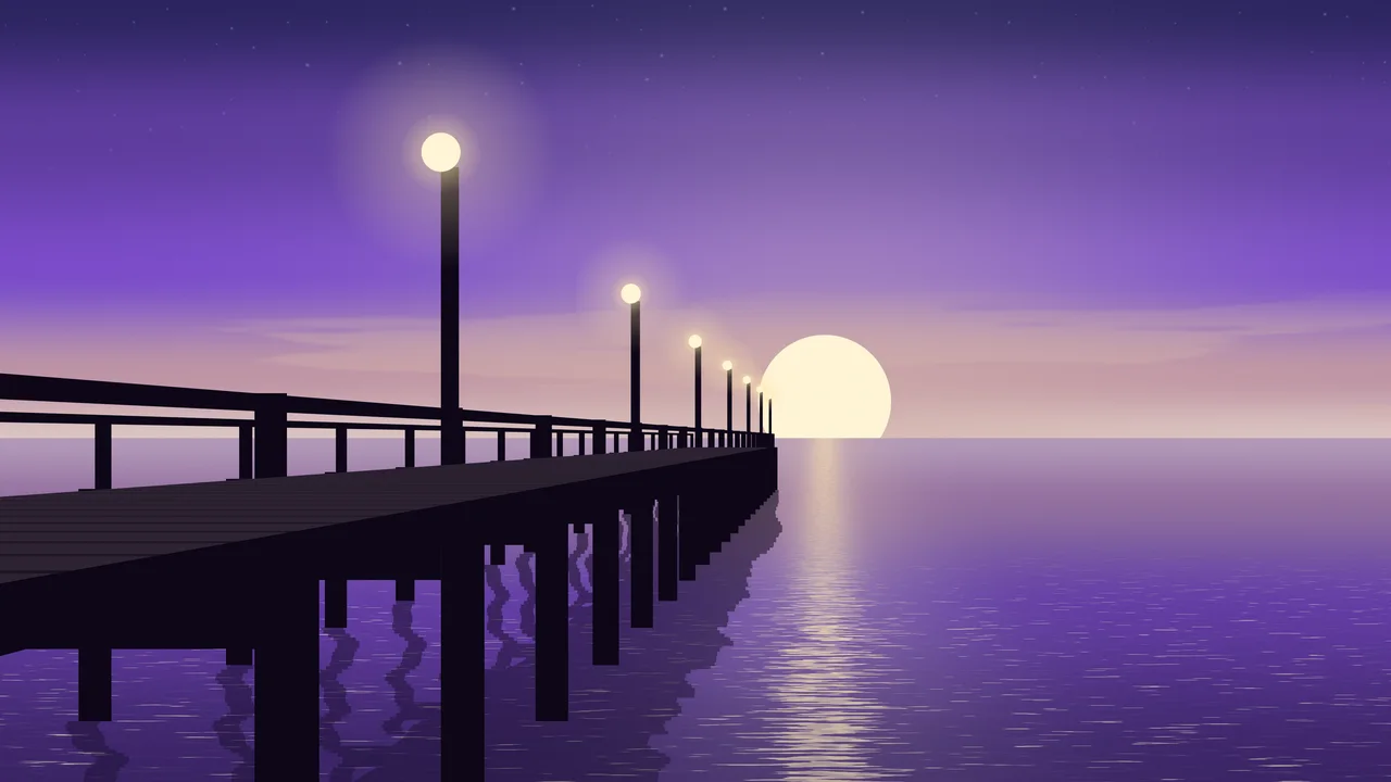 Purple Pier Sunset desktop wallpaper in 4K