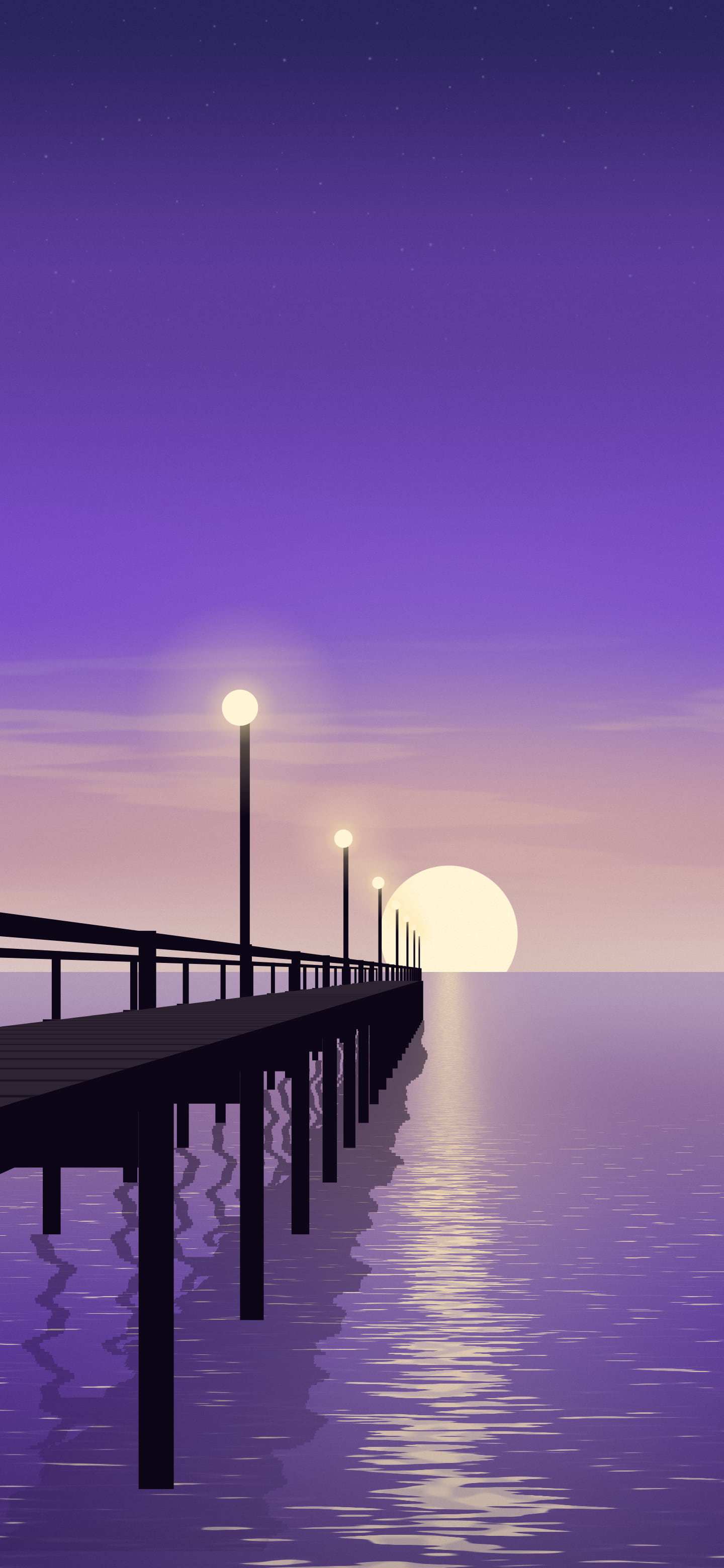 Purple Pier Sunset wallpaper for iPhone and Android
